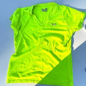 Under Armour Bright Yellow V-Neck Tee, L